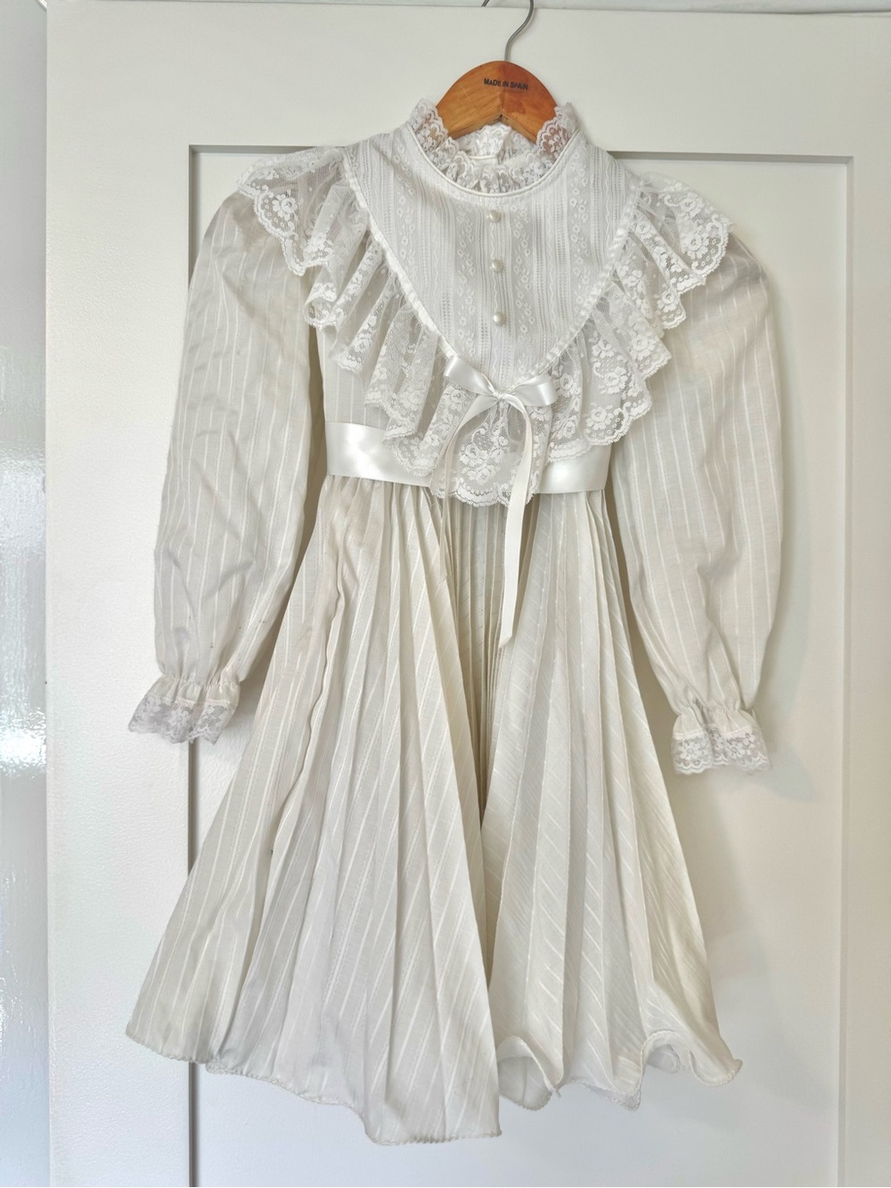 Haddad White Lace Ruffled Girls' Formal Dress